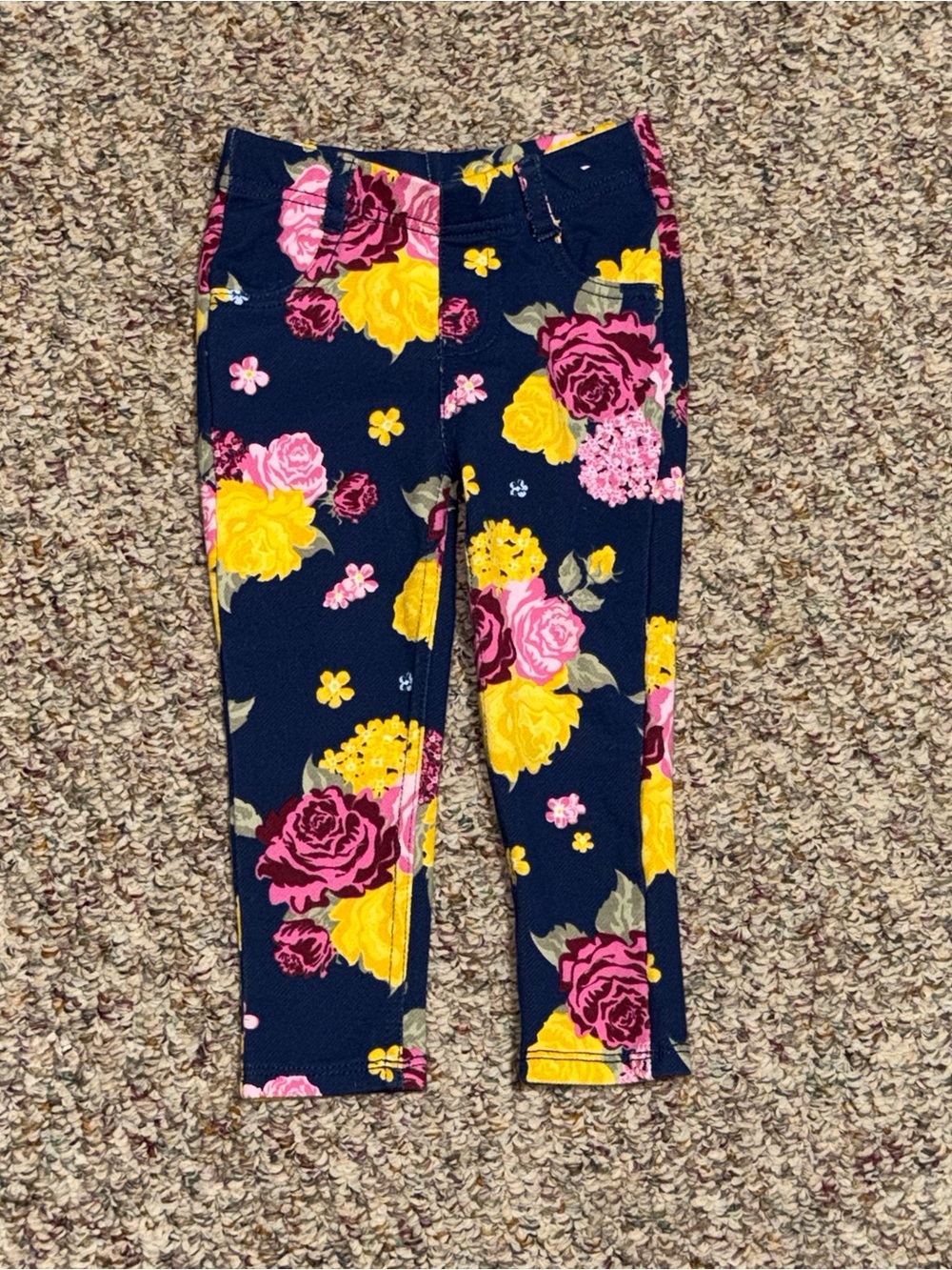 Girls' toddler 2T pants Navy Floral Stretch Leggings